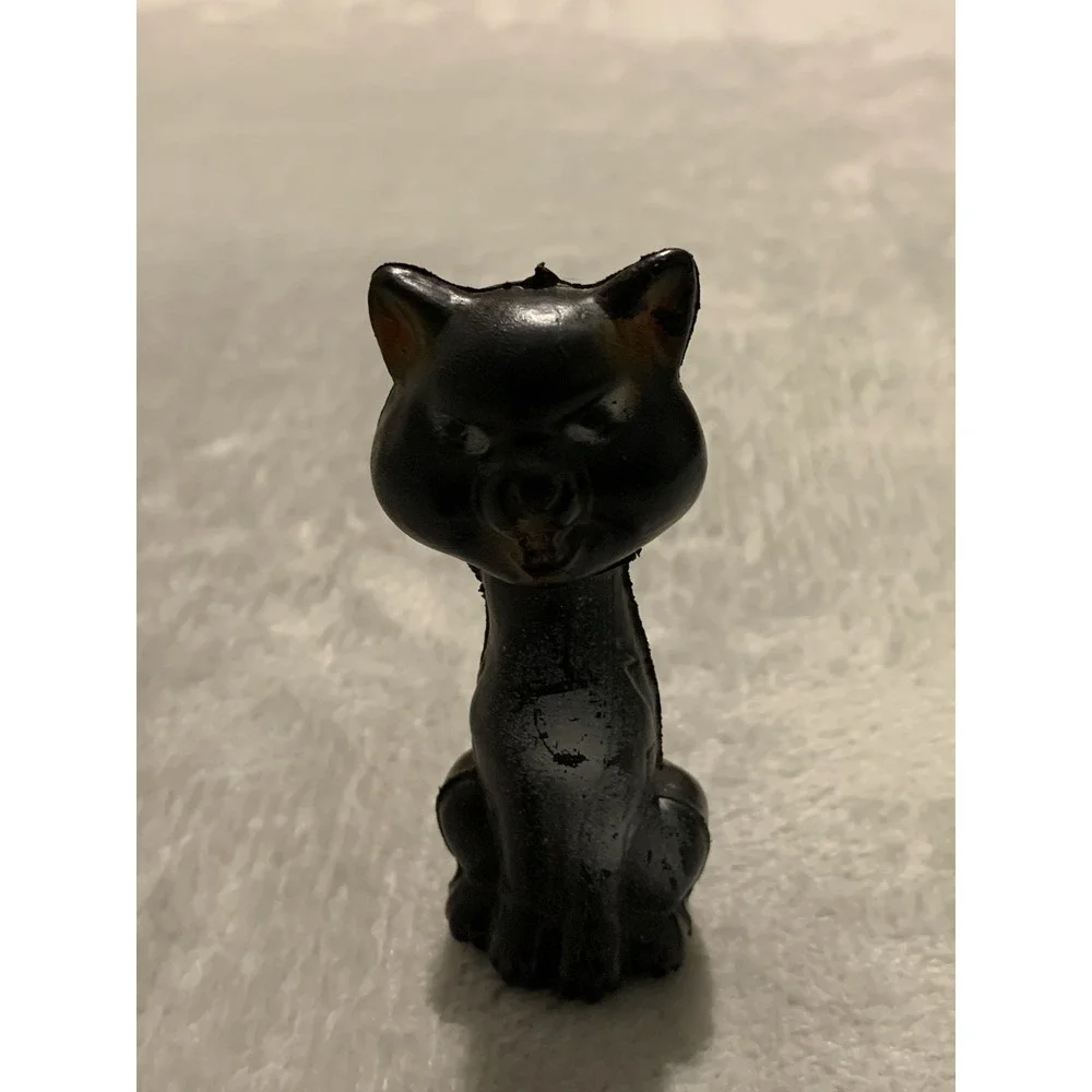 Vintage Plastic Black Cat Candy Container Halloween Blow Mold 3.75